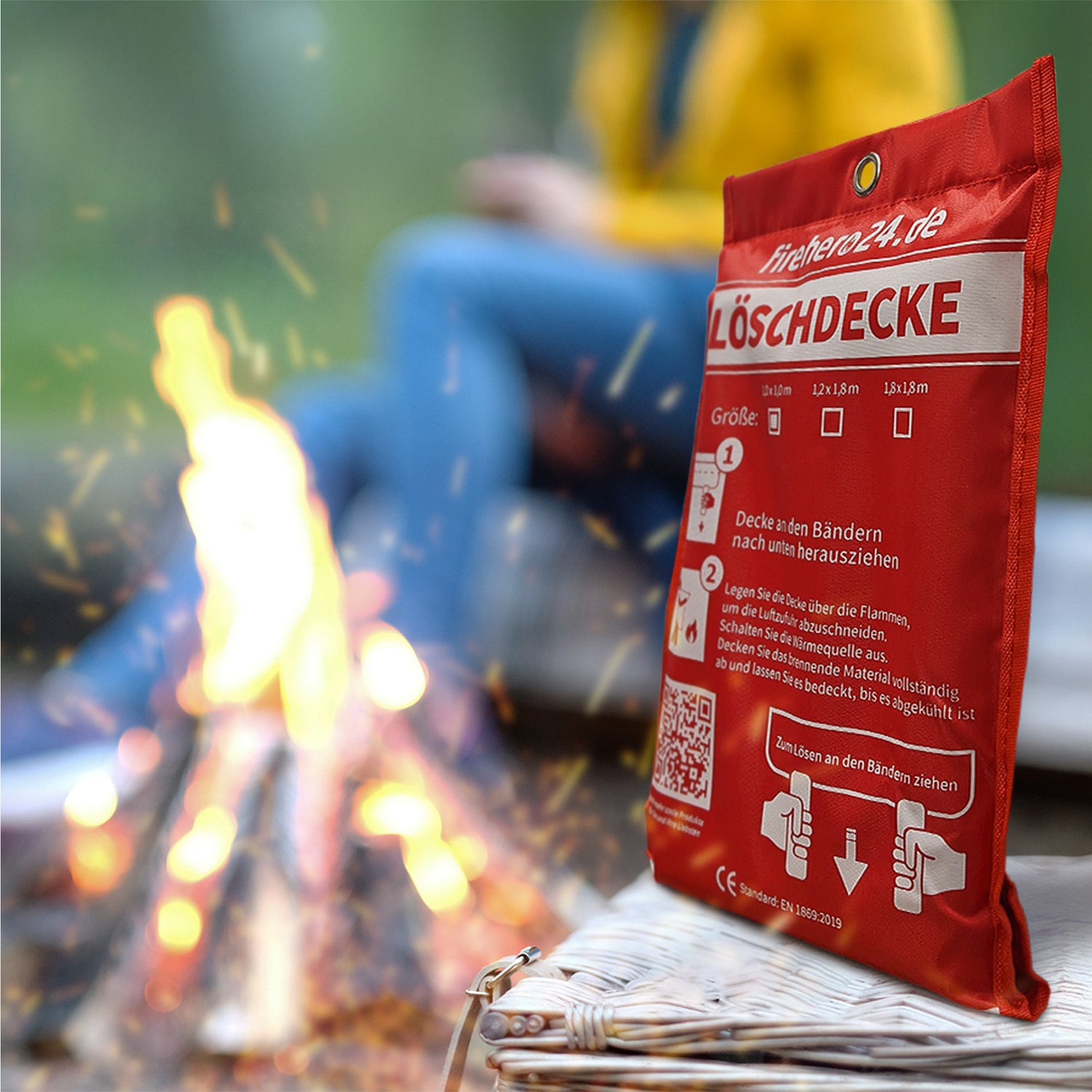 Feuerlöschdecke als Begleiter für sicheres Picknick und Lagerfeuer im Freien